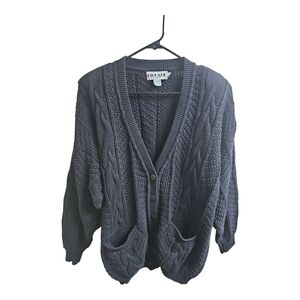 Vintage Richard & Company Oversized Chunky Knit Black Button Down Cardigan Large